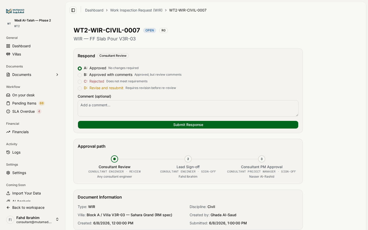 WIR detail with chain path and evidence